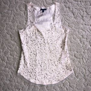 AE Sequin Dressy Tank Top 2 XS Silk Racerback